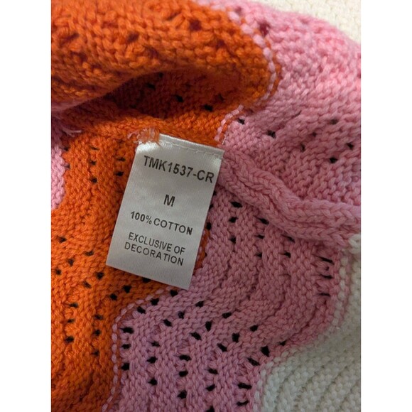 THML knit White Pink Orange stripe Flutter top Size M - Picture 9 of 9